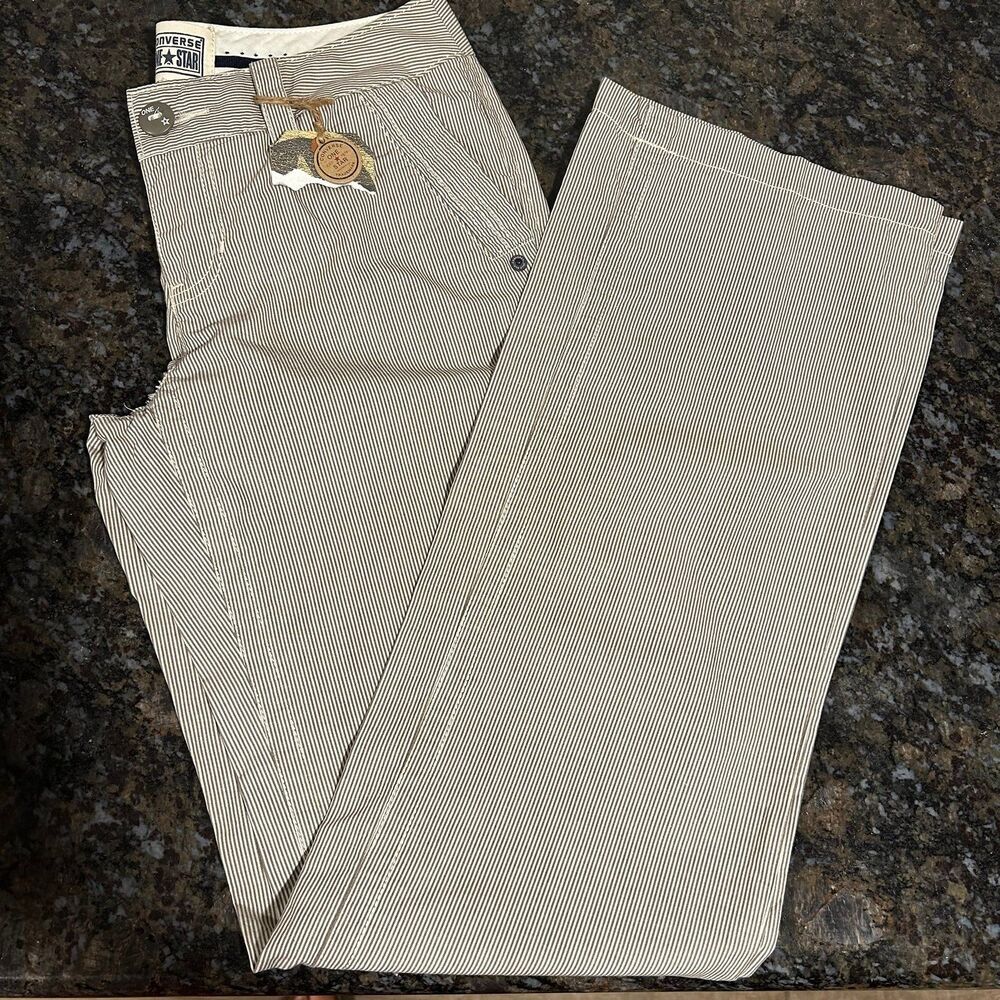 NWT VTG Y2K Converse One Star Engineer Low Rise Boot Cut Pants 2 Hickory Stripes
